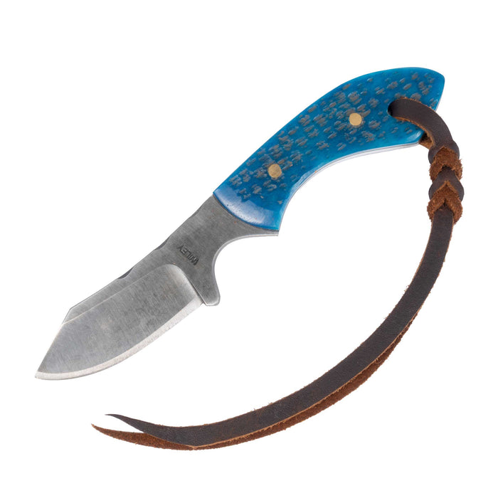 Justin Wiley Hand-Forged Carbon Steel Knife with Blue Jigged Bone Handle