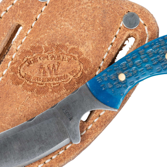 Justin Wiley Hand-Forged Carbon Steel Knife with Blue Jigged Bone Handle