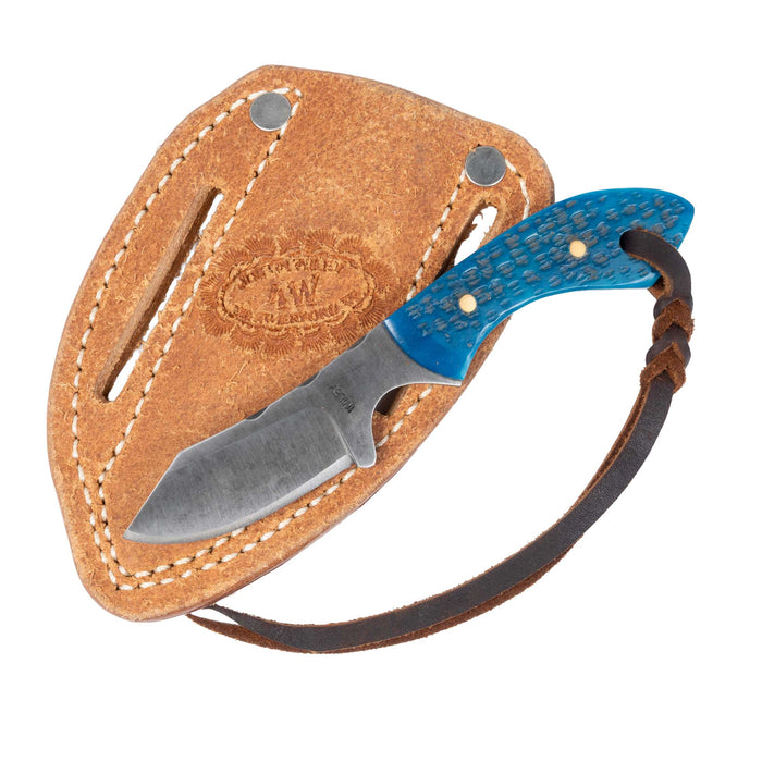 Justin Wiley Hand-Forged Carbon Steel Knife with Blue Jigged Bone Handle