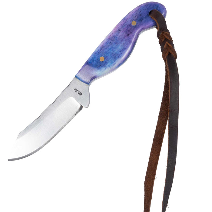 Justin Wiley Hand-Forged Carbon Steel Knife with Purple Bone Handle