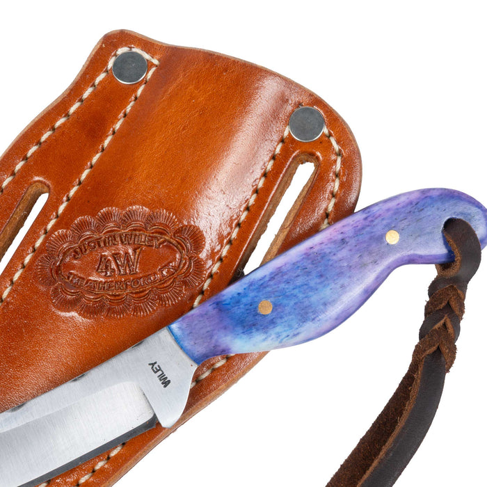 Justin Wiley Hand-Forged Carbon Steel Knife with Purple Bone Handle