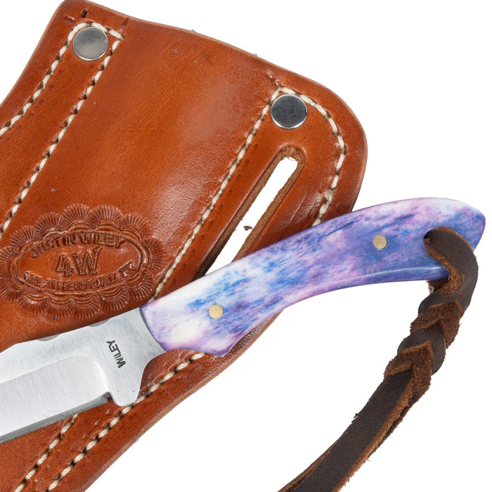 Justin Wiley Hand-Forged Carbon Steel Knife with Purple Bone Handle