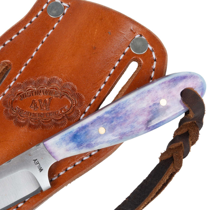 Justin Wiley Hand-Forged Carbon Steel Knife w/Purple Bone Handle
