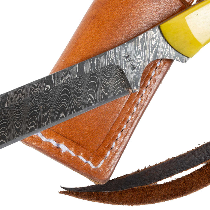 Justin Wiley Damascus Steel Bull Knife w/Sheath