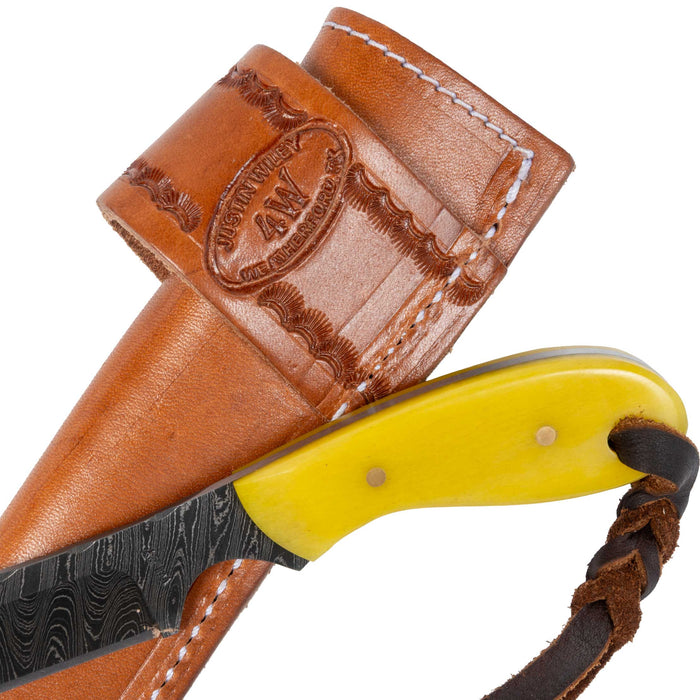 Justin Wiley Damascus Steel Bull Knife w/Sheath