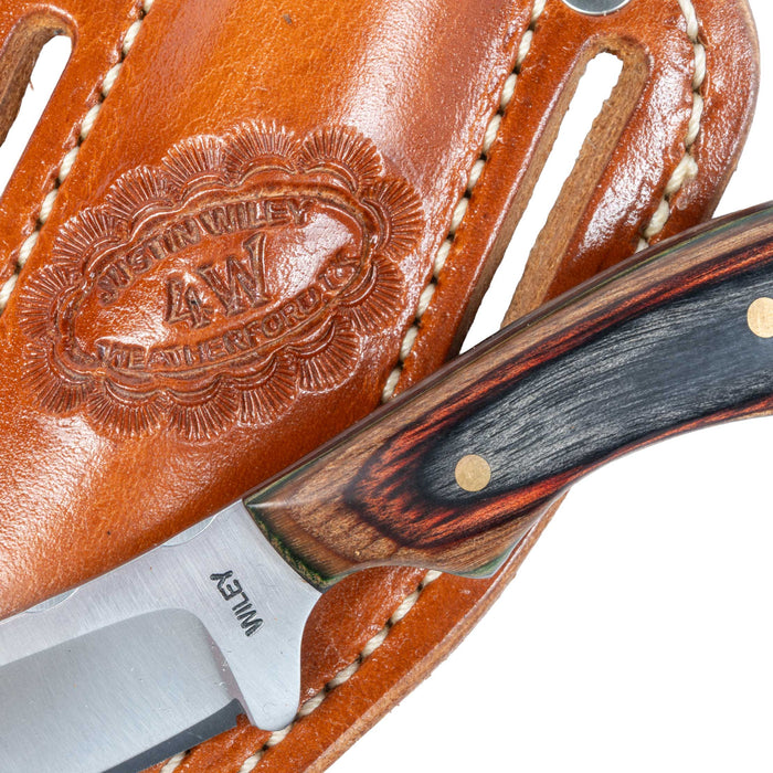 Justin Wiley Hand-Forged Carbon Steel Knife with Black & Red Wood Handle