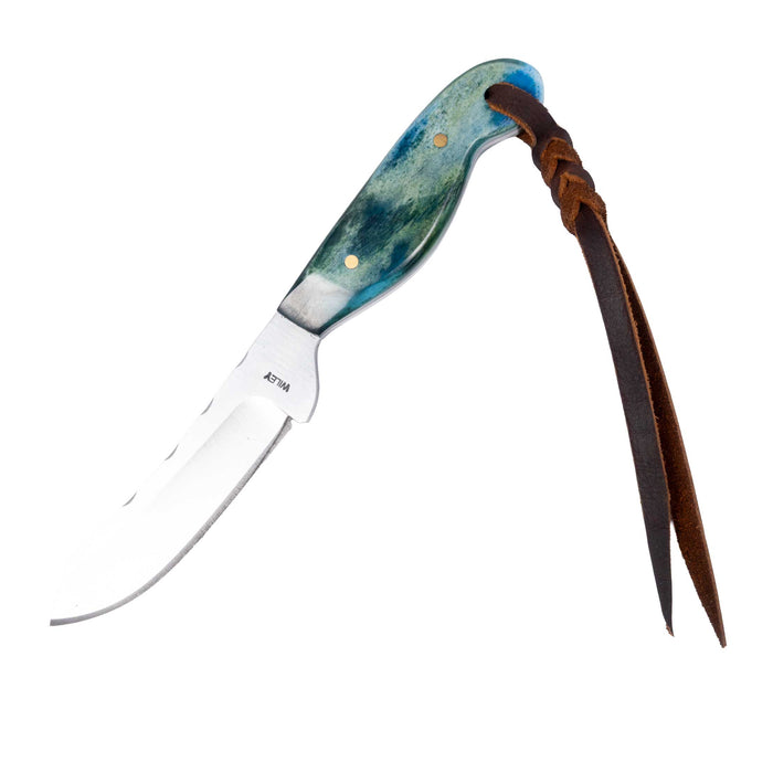 Justin Wiley Hand-Forged Carbon Steel Knife with Blue Bone Handle