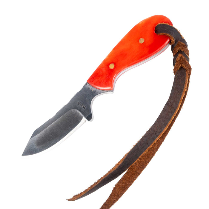 Justin Wiley Hand-Forged Carbon Steel Knife with Red Bone Handle