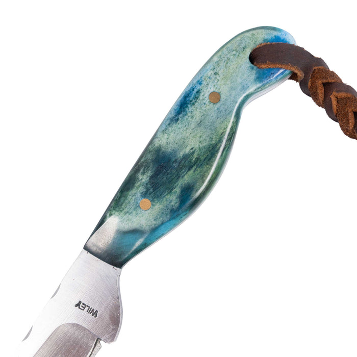 Justin Wiley Hand-Forged Carbon Steel Knife with Blue Bone Handle