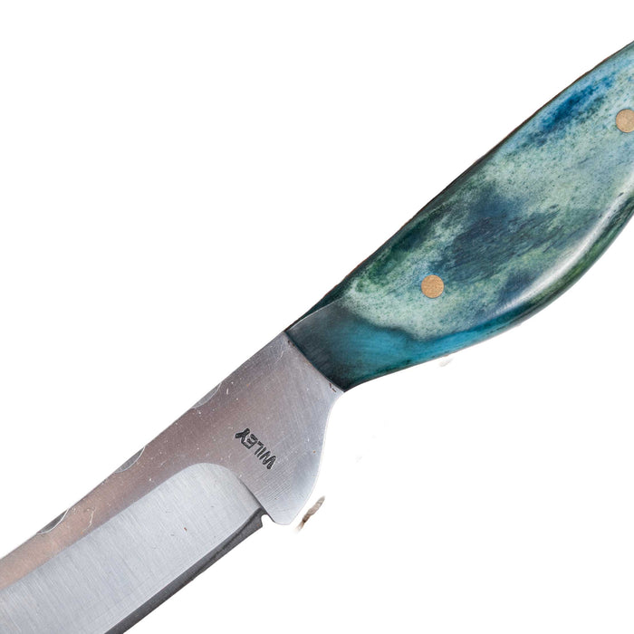 Justin Wiley Hand-Forged Carbon Steel Knife with Blue Bone Handle