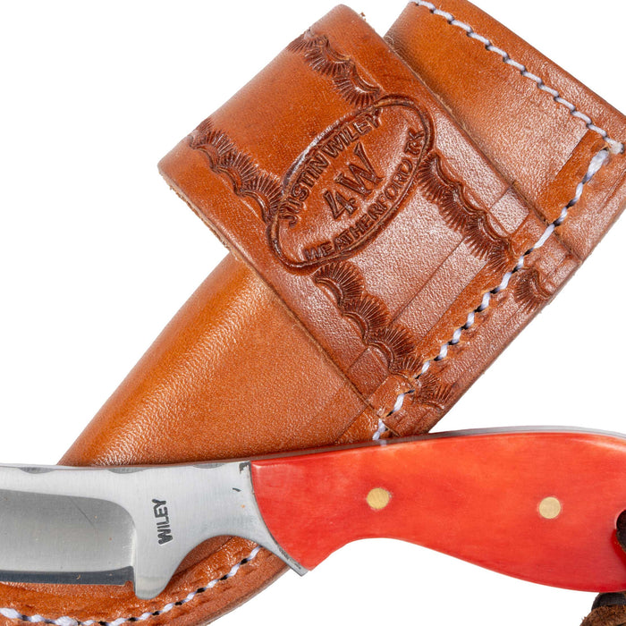Justin Wiley Hand-Forged Carbon Steel Knife with Red Bone Handle