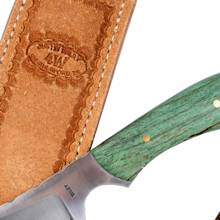 Justin Wiley Green Handle Carbon Steel Camp Knife w/Sheath