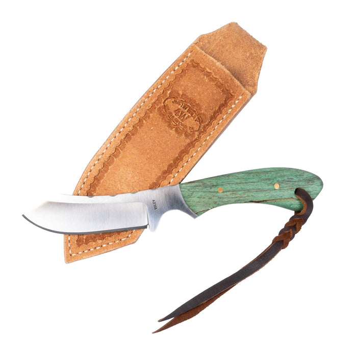Justin Wiley Green Handle Carbon Steel Camp Knife w/Sheath