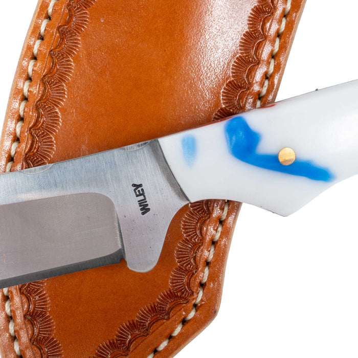 Justin Wiley Hand-Forged Carbon Steel Knife with Patriotic Bone Handle