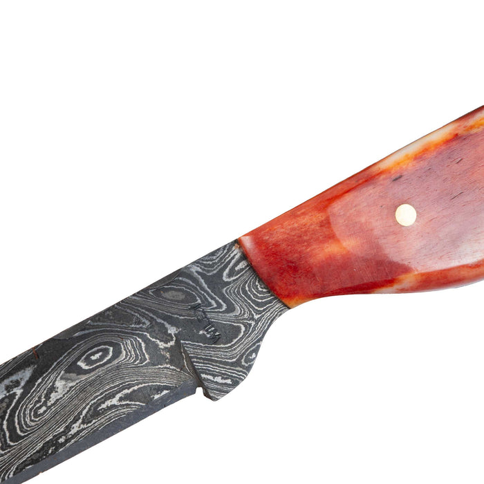 Justin Wiley Hand-Forged Damascus Steel Knife with Red Handle