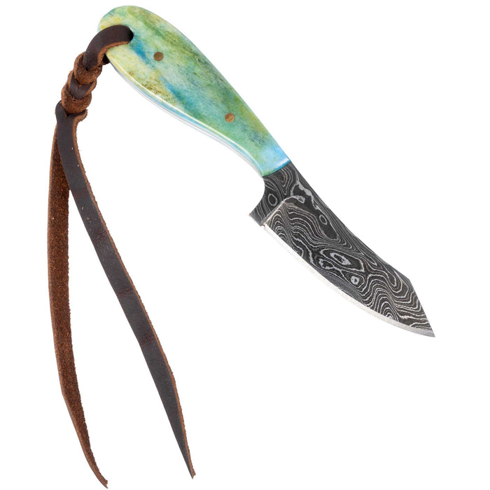Justin Wiley Green Handle Damascus Knife