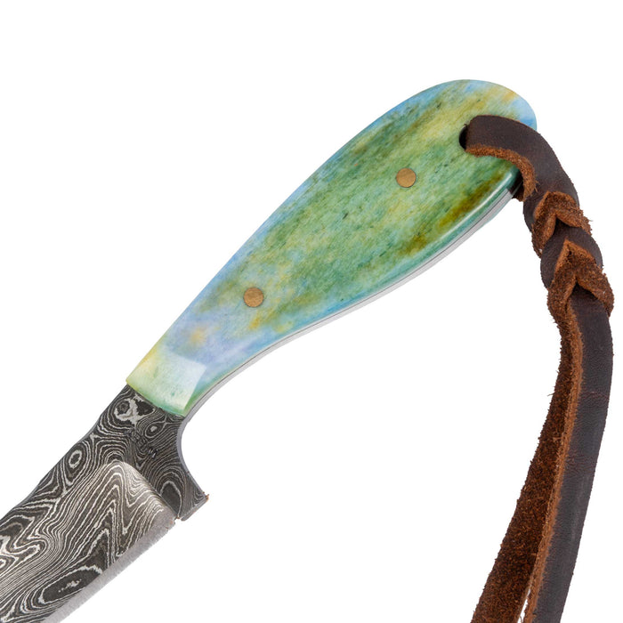 Justin Wiley Green Handle Damascus Knife