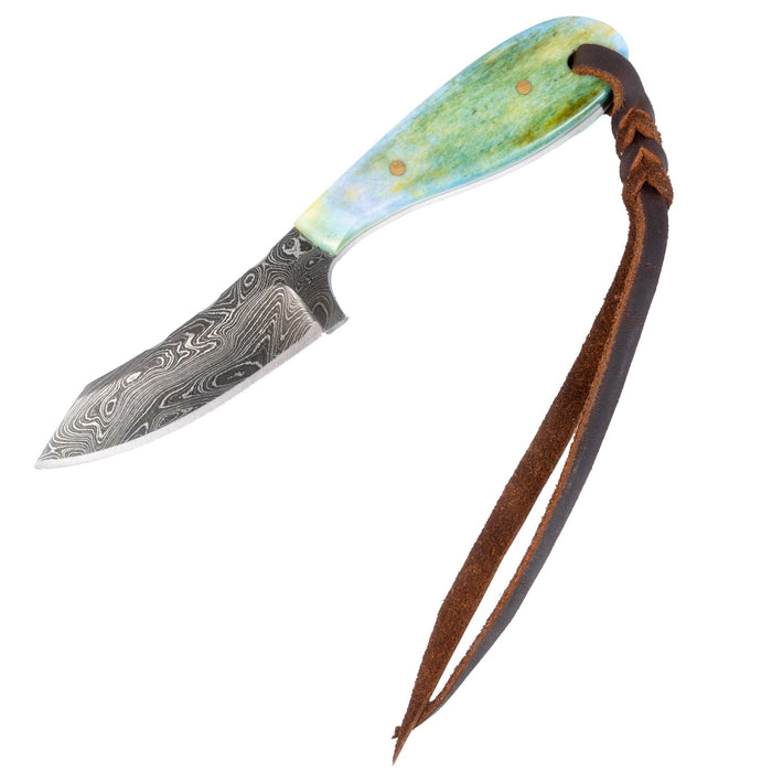 Justin Wiley Green Handle Damascus Knife