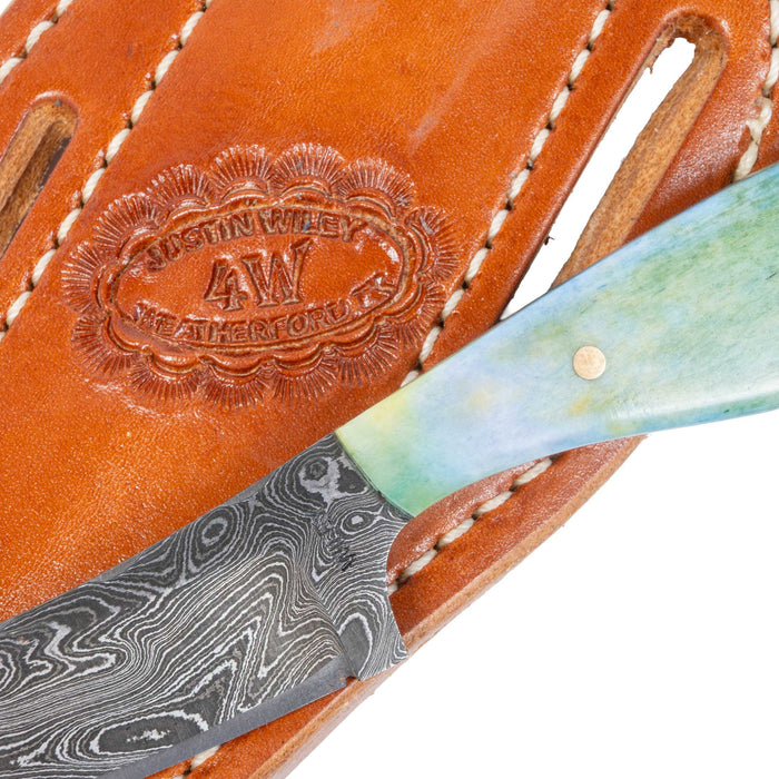 Justin Wiley Green Handle Damascus Knife