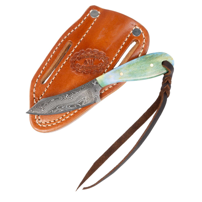 Justin Wiley Green Handle Damascus Knife