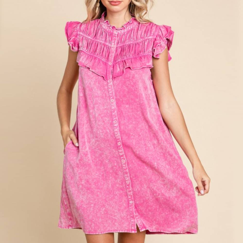 Washed Frilled Dress WOMEN - Clothing - Tops - Sleeveless Jodifl   