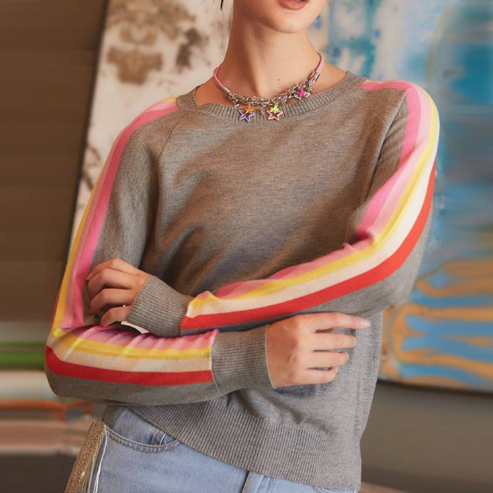 Women's Color Block Sleeve Sweater WOMEN - Clothing - Sweaters & Cardigans Main Strip   