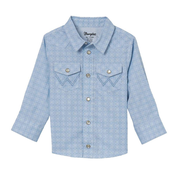 Light blue pearl snap on sale shirt