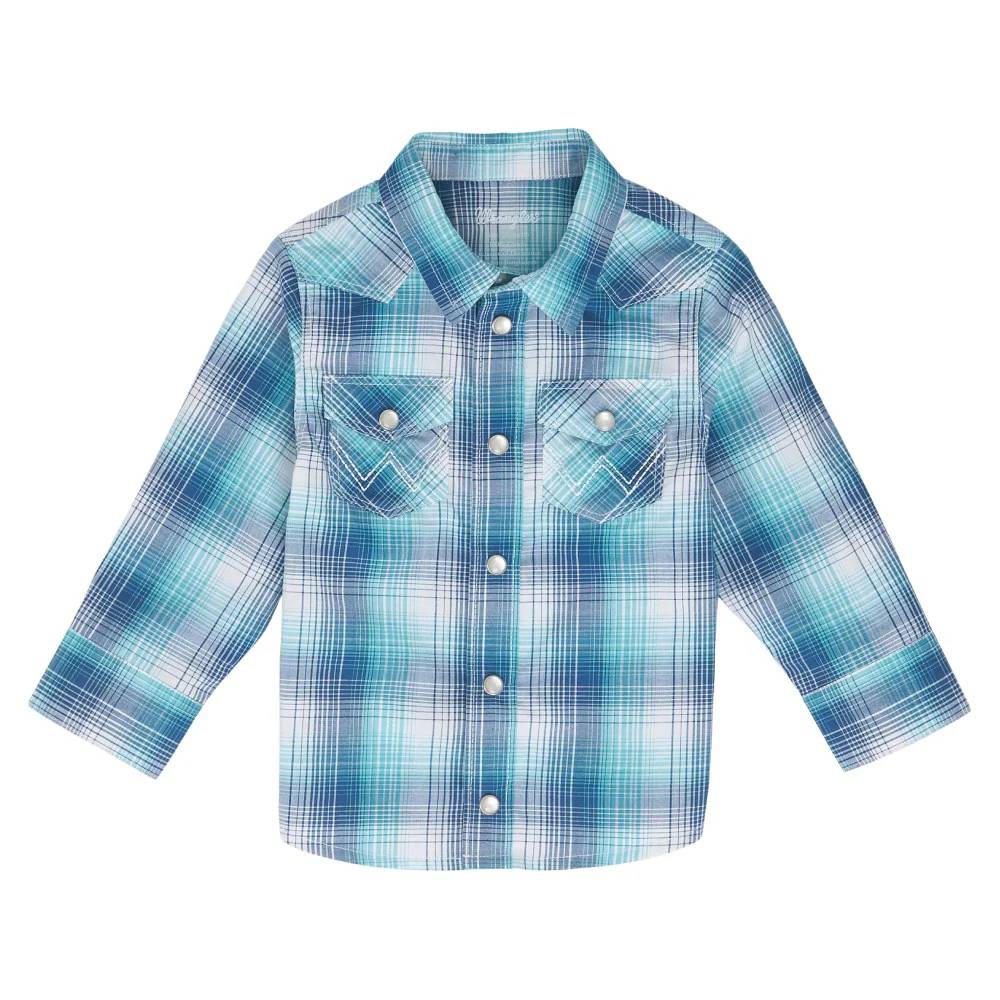 Wrangler Baby Turquoise Plaid Shirt KIDS - Baby - Baby Boy Clothing Wrangler   