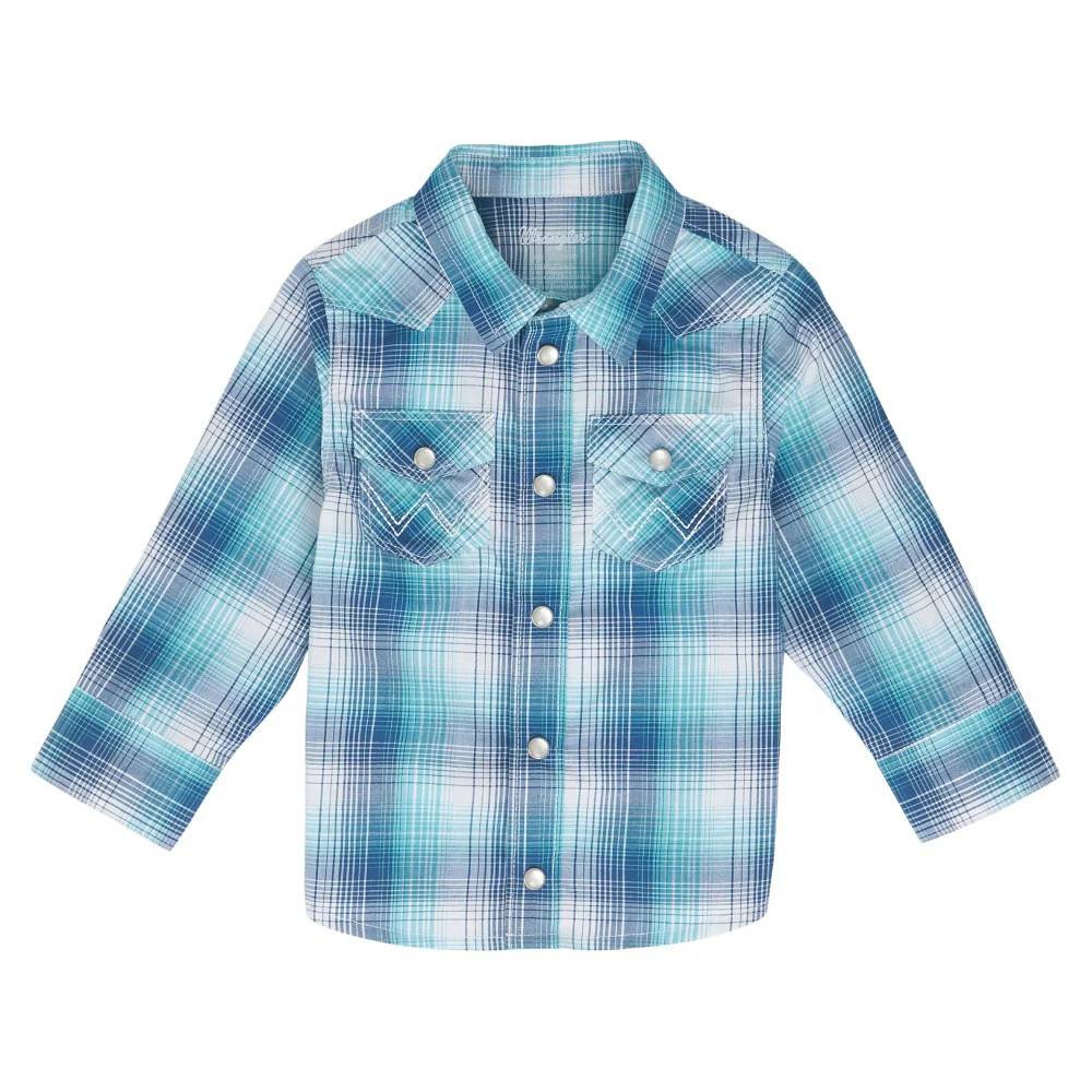 Wrangler Baby Boy's Turquoise Plaid Shirt - FINAL SALE KIDS - Baby - Baby Boy Clothing Wrangler