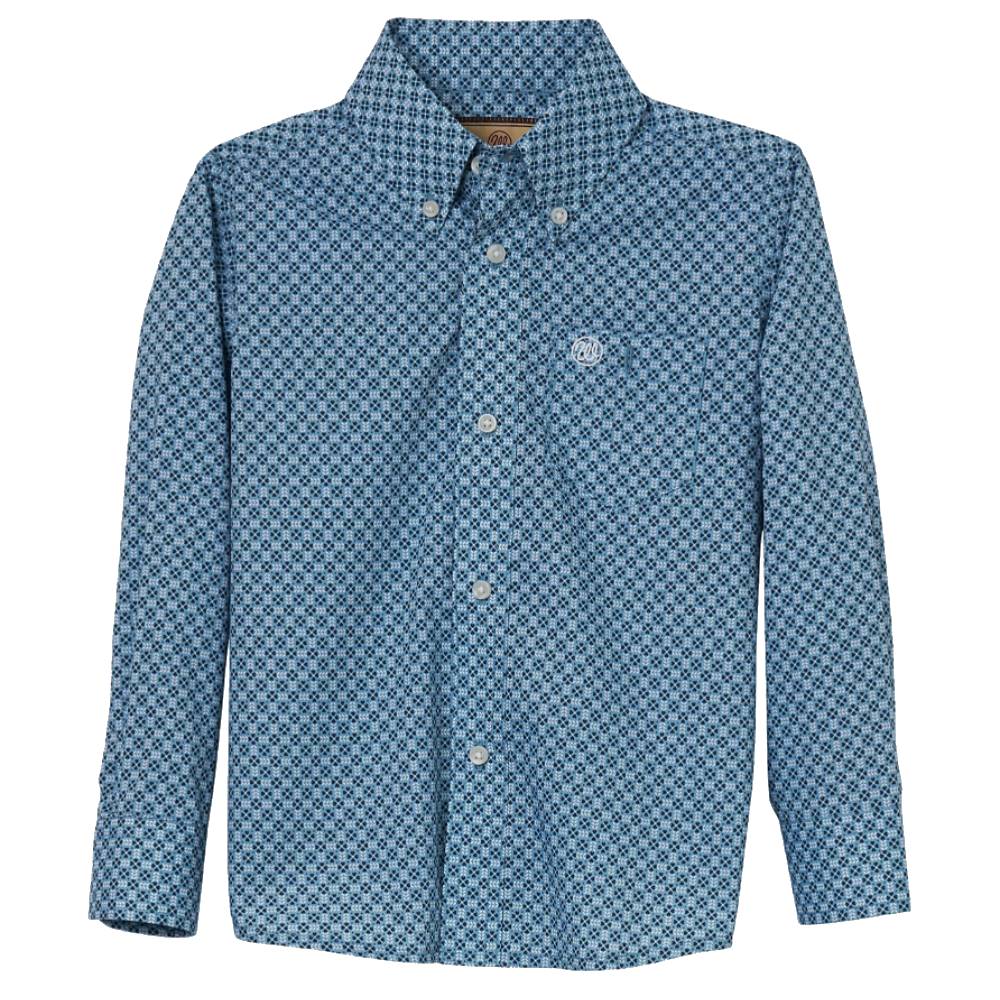 Wrangler Boy's Blue Chains Button Shirt KIDS - Boys - Clothing - Shirts - Long Sleeve Shirts Wrangler   