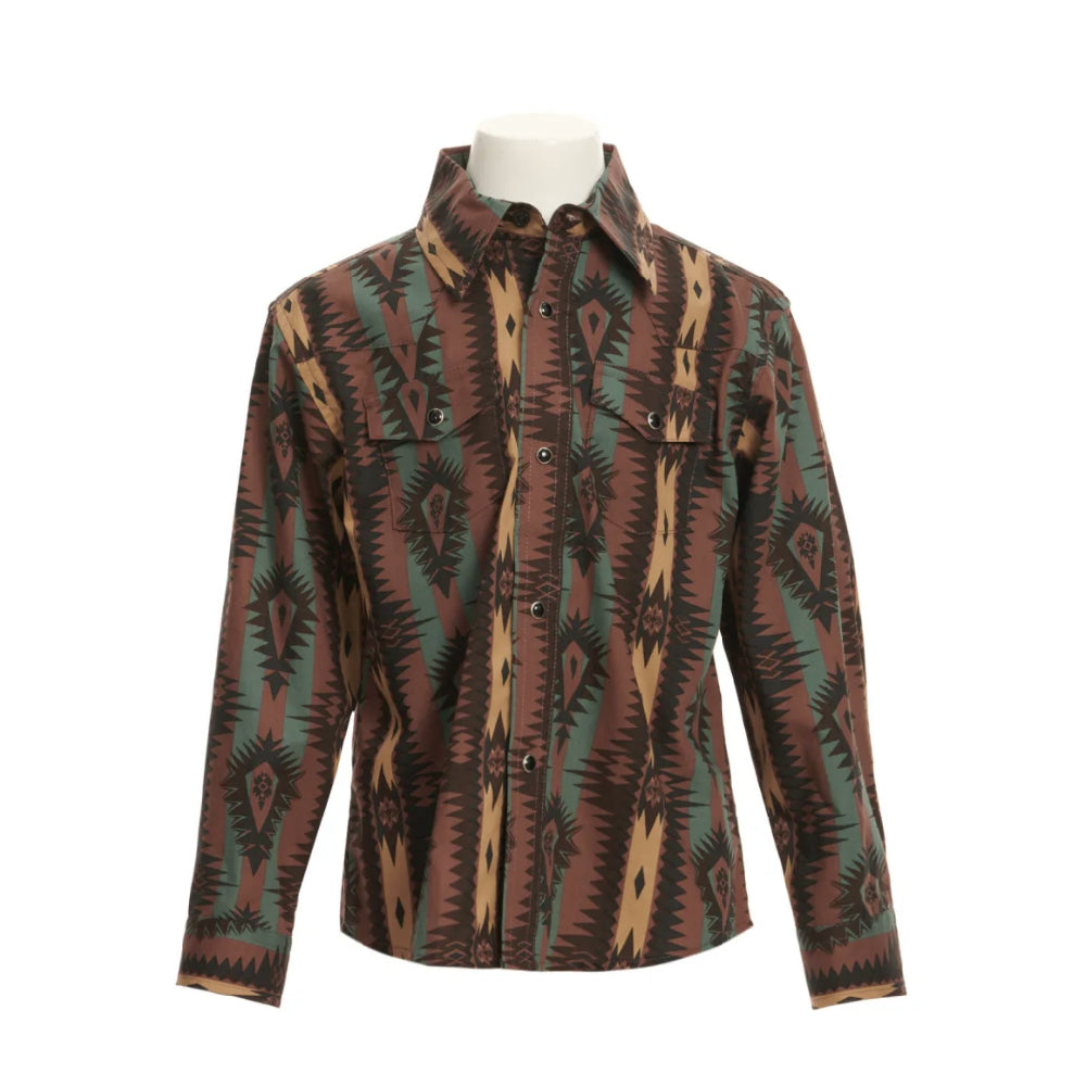 Wrangler Boy's Aztec Pearl Snap Shirt KIDS - Boys - Clothing - Shirts - Long Sleeve Shirts Wrangler   