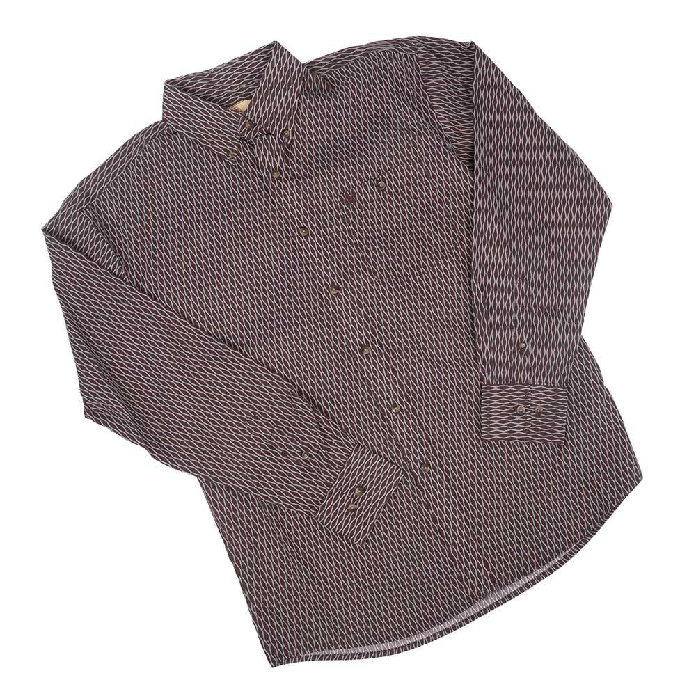 Wrangler Men's Burgundy Print Button Shirt MEN - Clothing - Shirts - Long Sleeve Shirts Wrangler   