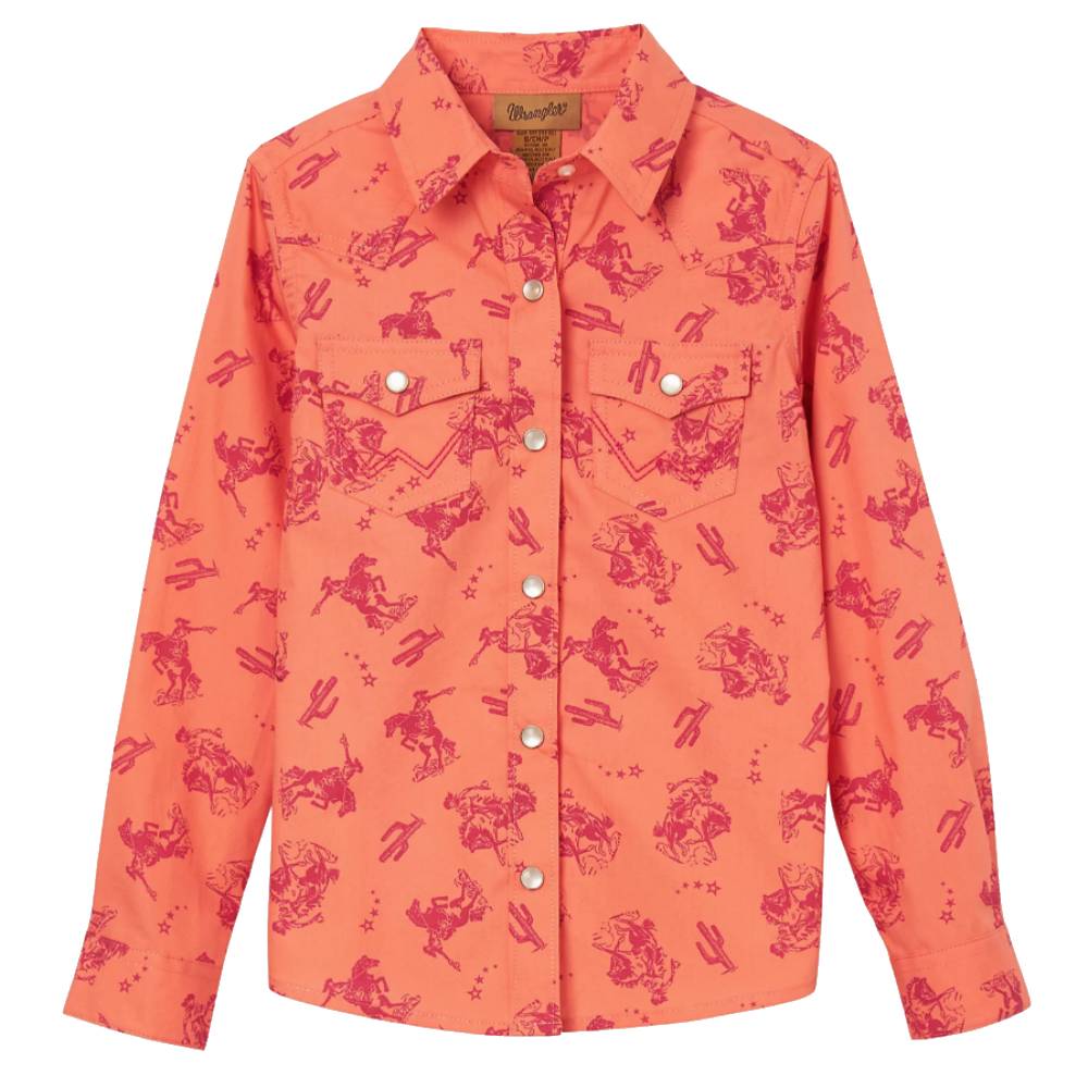 Wrangler Girl's Cowgirl Horse Print Shirt - FINAL SALE KIDS - Girls - Clothing - Tops - Long Sleeve Tops Wrangler   