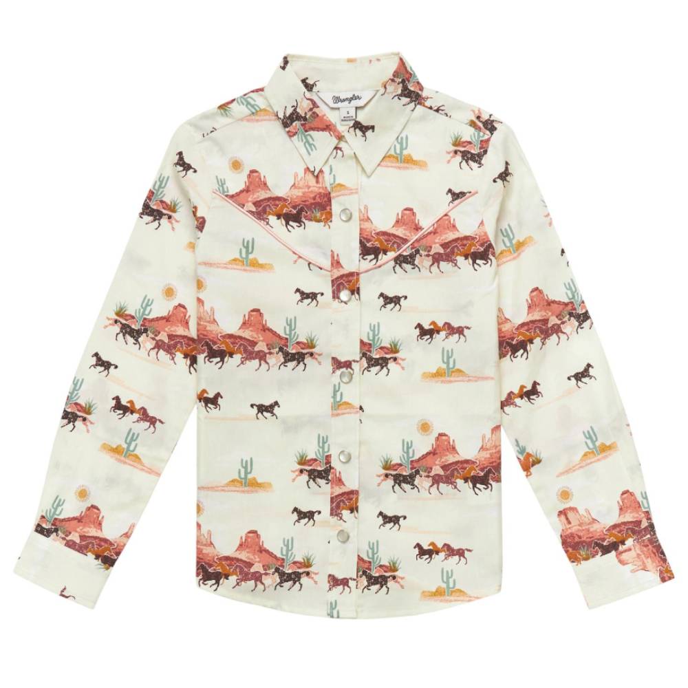 Wrangler Girl's Western Desert Print Shirt - FINAL SALE KIDS - Girls - Clothing - Tops - Long Sleeve Tops Wrangler   