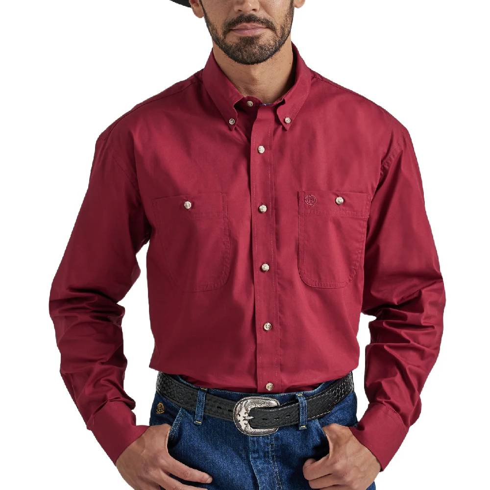 Wrangler Men's George Strait Solid Button Shirt MEN - Clothing - Shirts - Long Sleeve Shirts Wrangler   