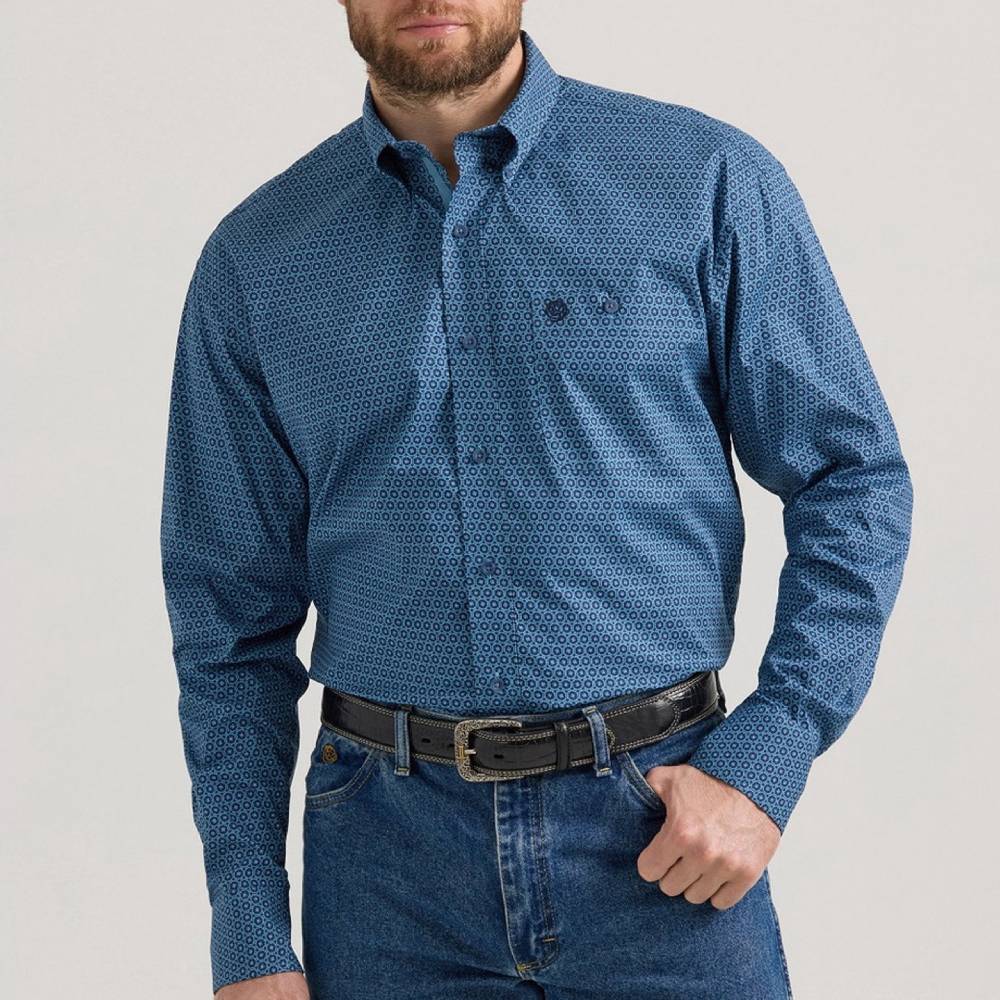 Wrangler Men's George Strait Geo Print Shirt MEN - Clothing - Shirts - Long Sleeve Shirts Wrangler   