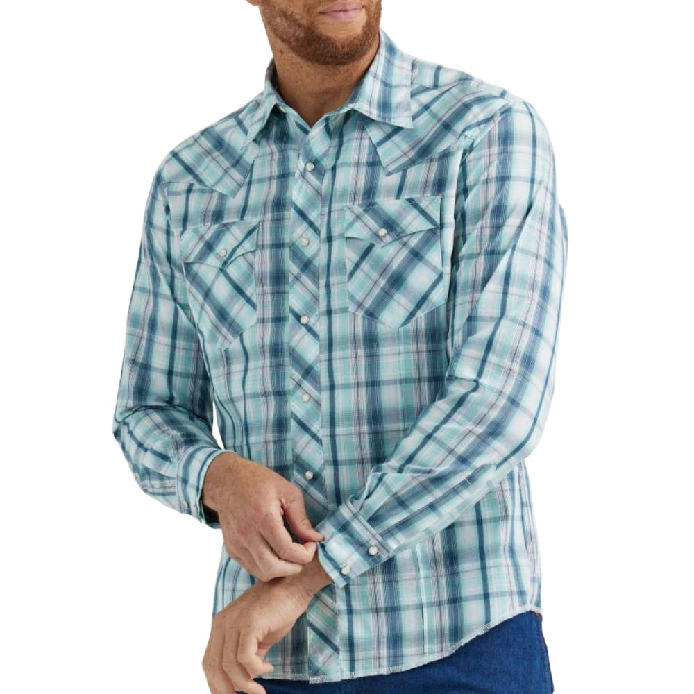 Wrangler Men's Plaid Pearl Snap Shirt MEN - Clothing - Shirts - Long Sleeve Shirts Wrangler   