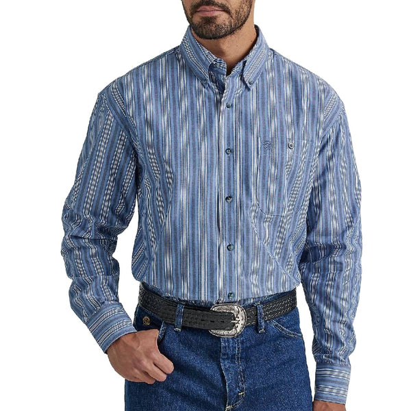 Wrangler Men's Stripe George Strait Button Shirt - Teskeys