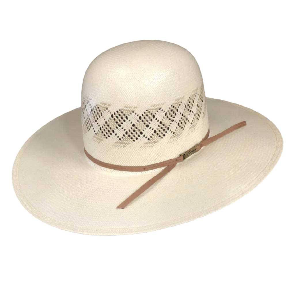 American Two-Tone Fancy Vent Open Crown Straw Hat HATS - STRAW HATS American Hat Co.   