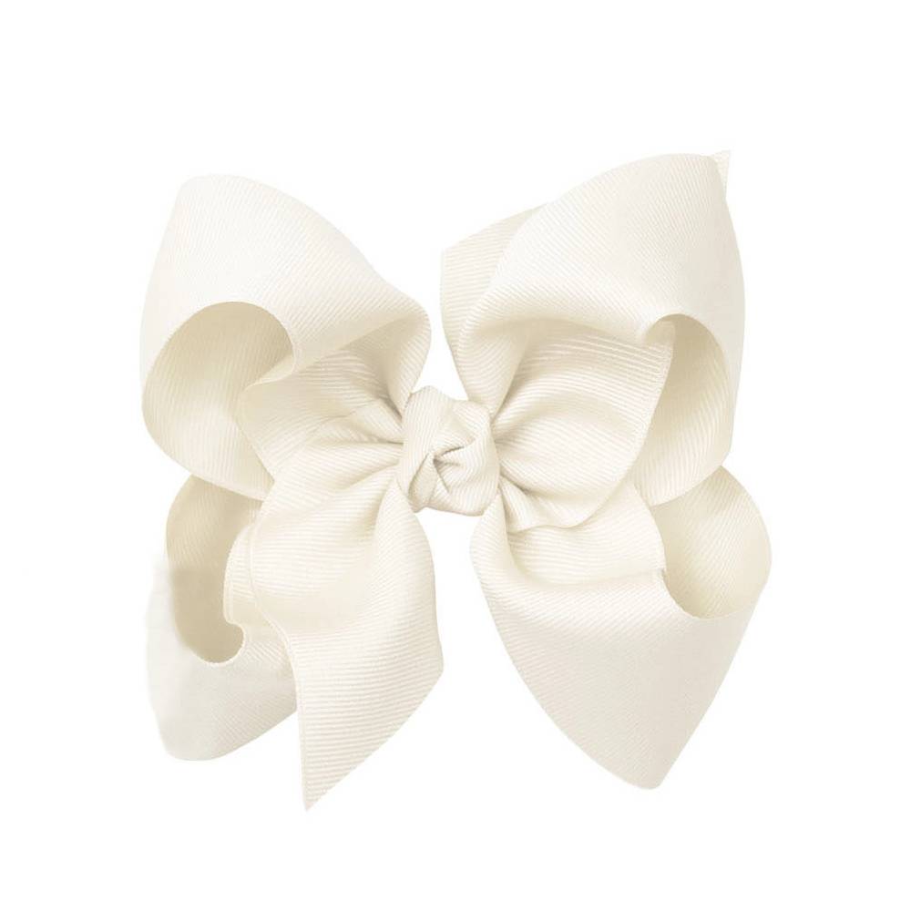 Signature Grosgrain Bow on Clip - 5.5" Antique White KIDS - Girls - Accessories Beyond Creations LLC   