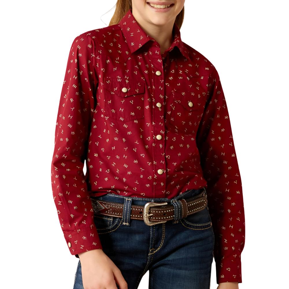 G. L/S Cattle Brand Ranch Shirt KIDS - Girls - Clothing - Tops - Long Sleeve Tops Ariat Clothing   