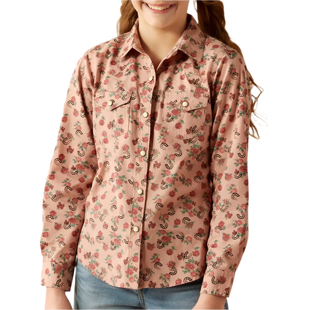 Ariat Girl's Flowers n' Horseshoes Shirt KIDS - Girls - Clothing - Tops - Long Sleeve Tops Ariat Clothing   