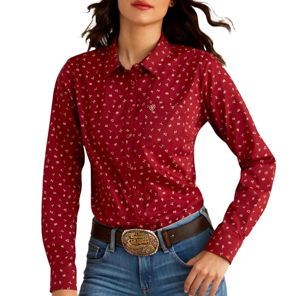 Ariat Women's Kirby Stretch Cattle Brand Shirt WOMEN - Clothing - Tops - Long Sleeved Ariat Clothing   