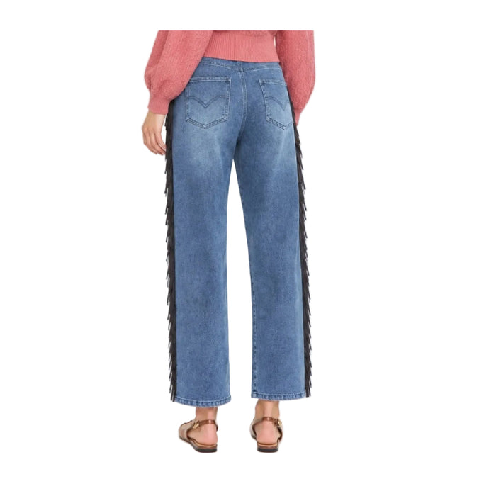Camellia Women's Fringe Trim High Rise Jeans