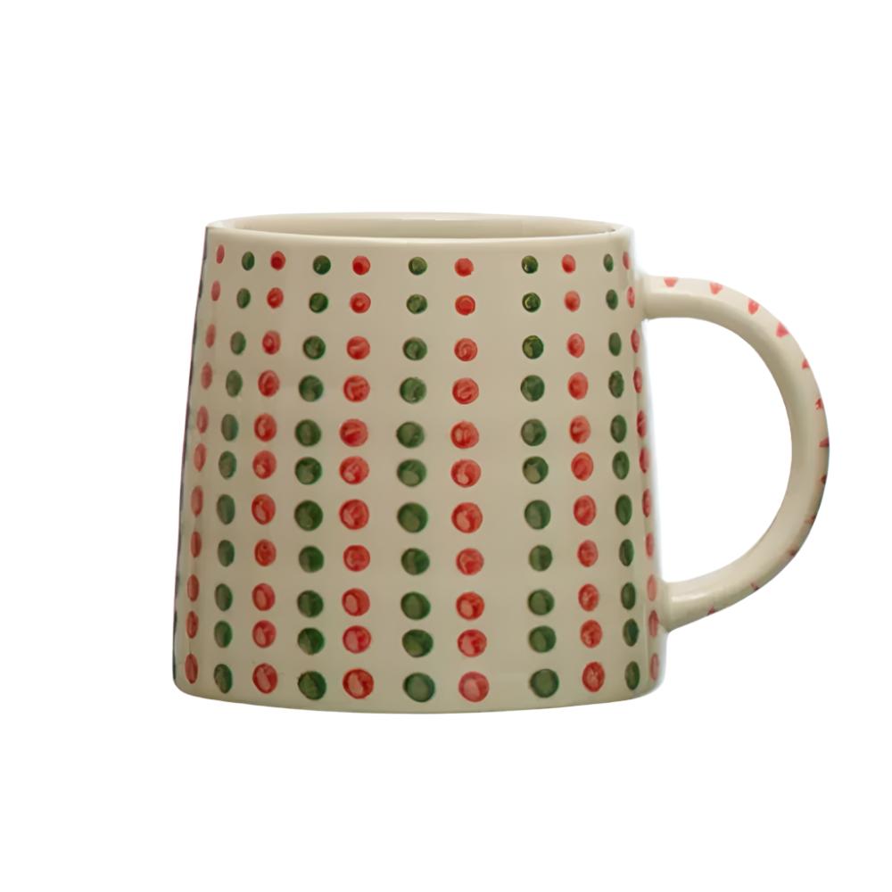 Holiday Dots 8oz Stoneware Mug HOME & GIFTS - Home Decor - Seasonal Decor Creative Co-Op   