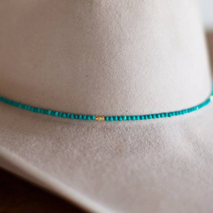 Crossbow Turquoise Petite Beaded Hat Band HATS - HAT RESTORATION & ACCESSORIES Crossbow Leather   