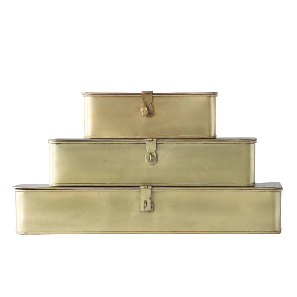 Decorative Brass Metal Boxes - Set of 3 HOME & GIFTS - Home Decor - Decorative Accents Creative Co-Op   