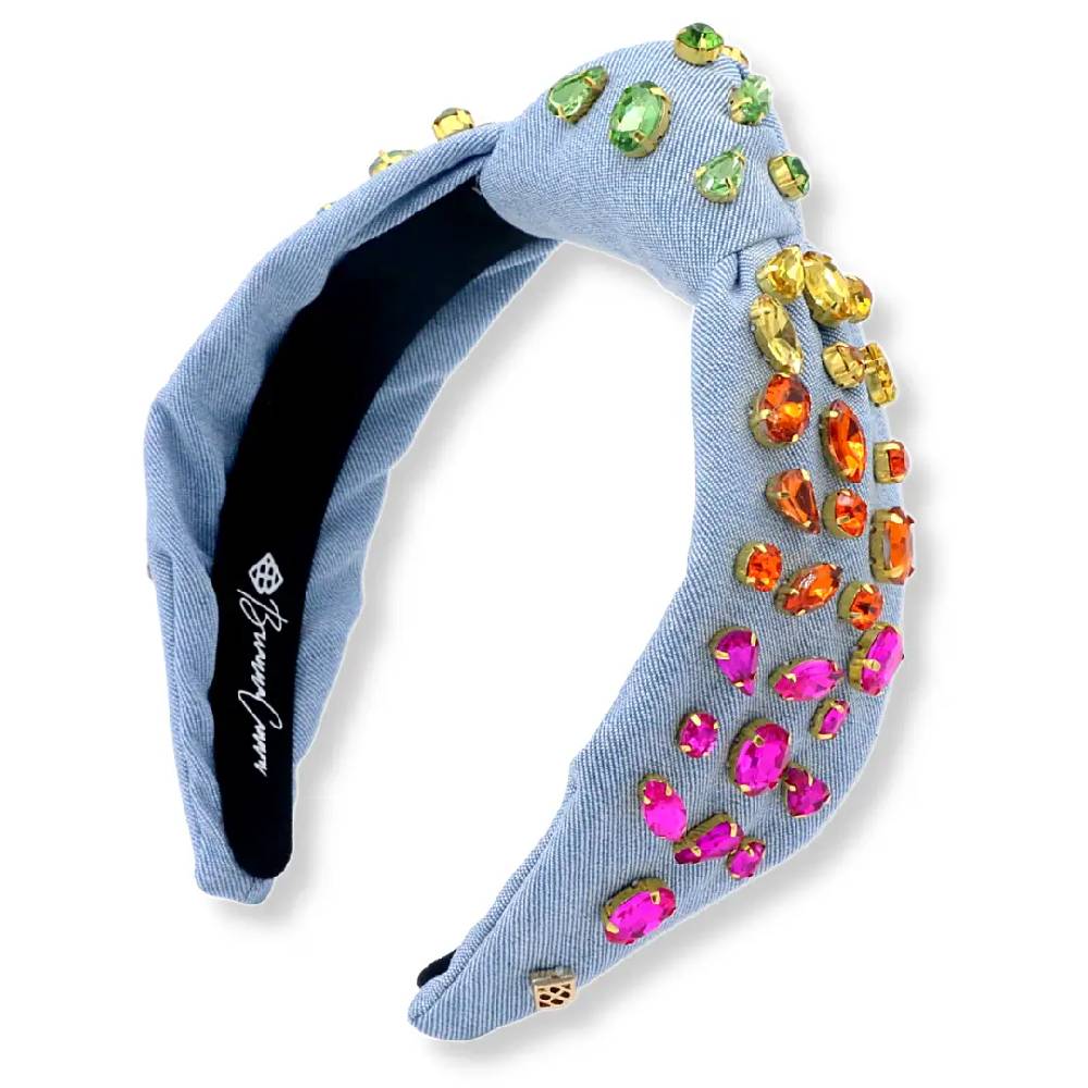 Denim And Rainbow Gradient Crystal Headband WOMEN - Accessories - Hair Accessories Brianna Cannon   