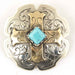 White Gold Cross Concho With Turquoise Stone Tack - Conchos & Hardware MISC   