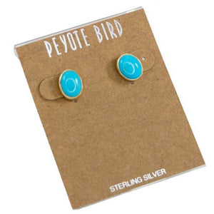 Gold Plated Medium Turquoise Stud Earrings WOMEN - Accessories - Jewelry - Earrings Peyote Bird Designs A  